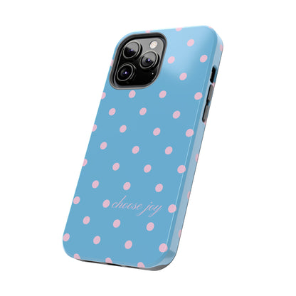 "Choose Joy" Blue & Pink Polka Dot