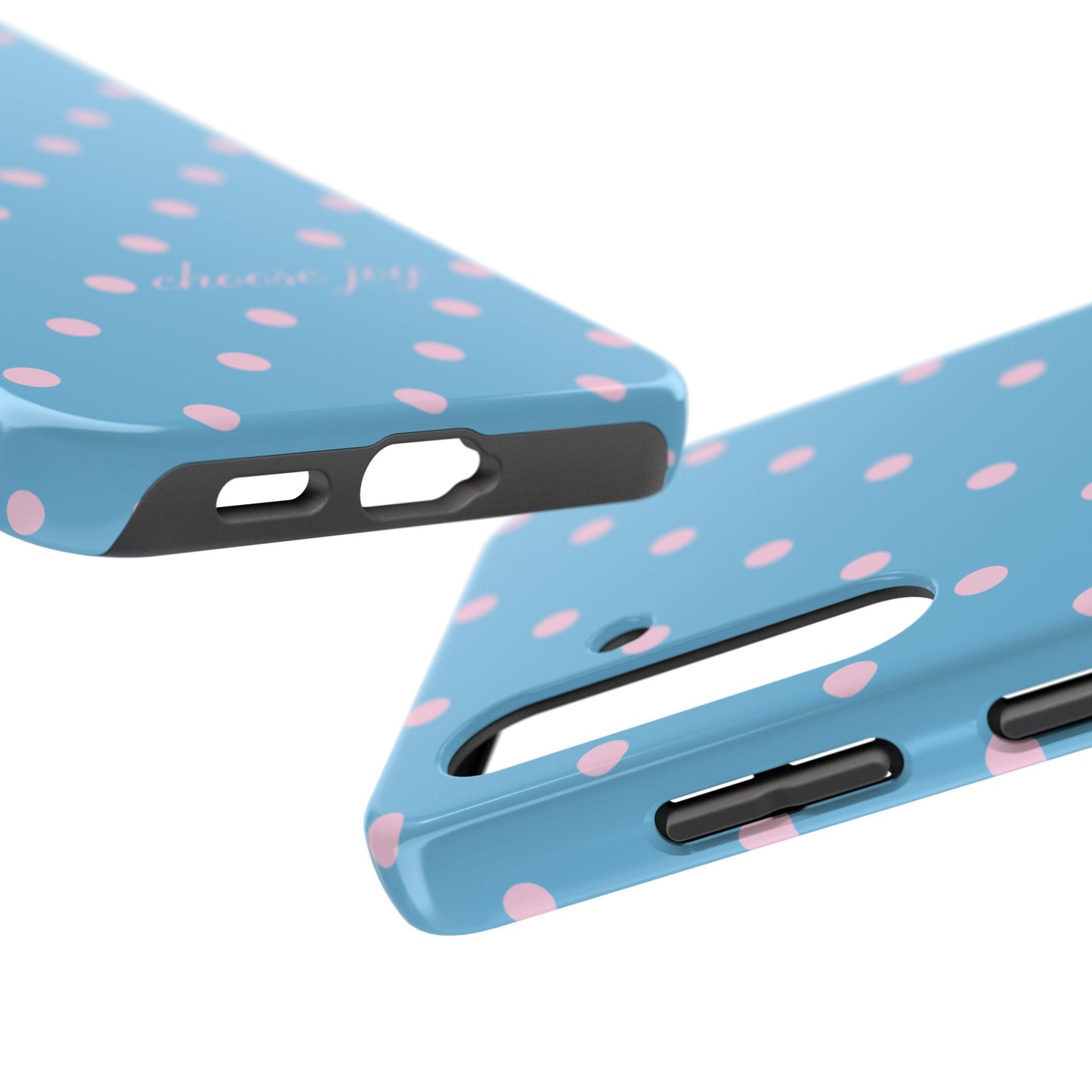 "Choose Joy" Blue & Pink Polka Dot