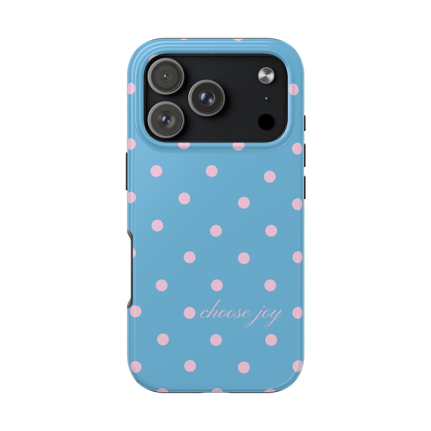 "Choose Joy" Blue & Pink Polka Dot