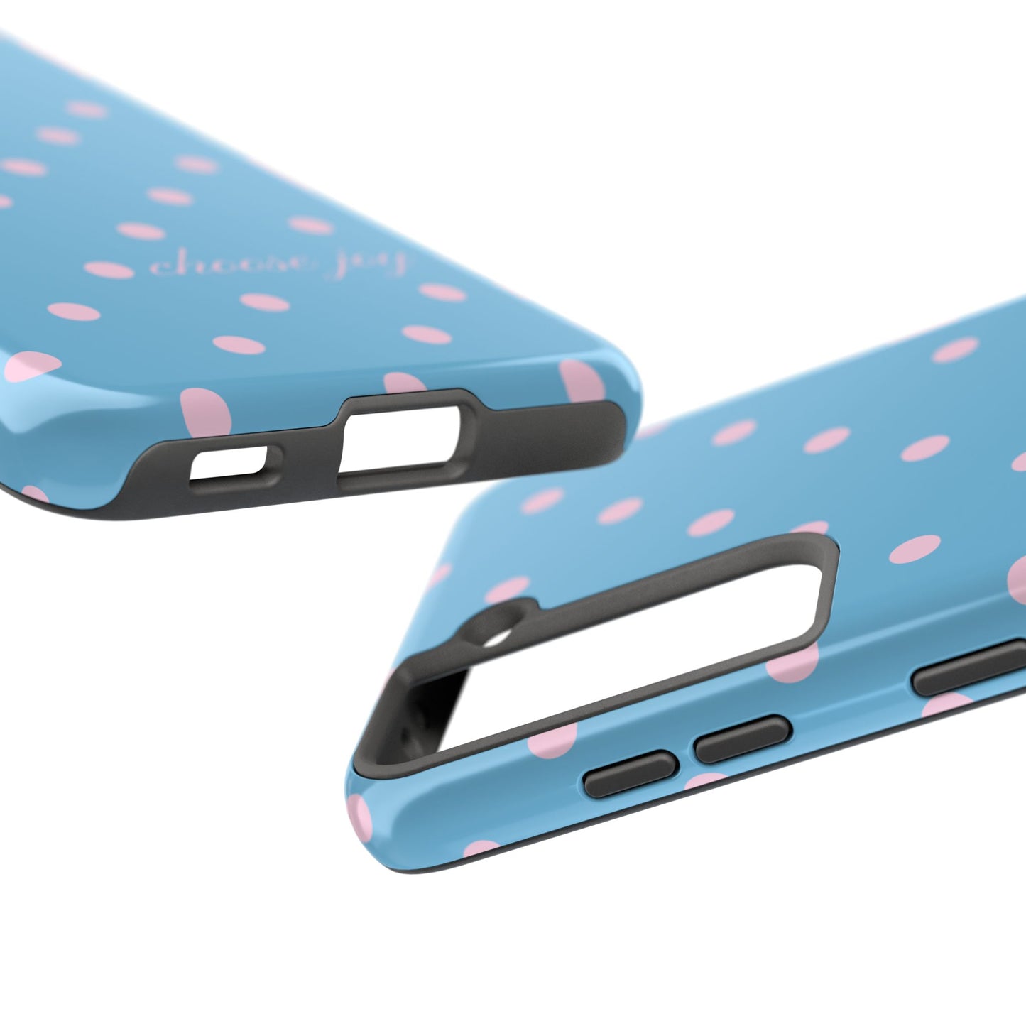"Choose Joy" Blue & Pink Polka Dot