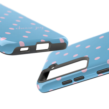 "Choose Joy" Blue & Pink Polka Dot
