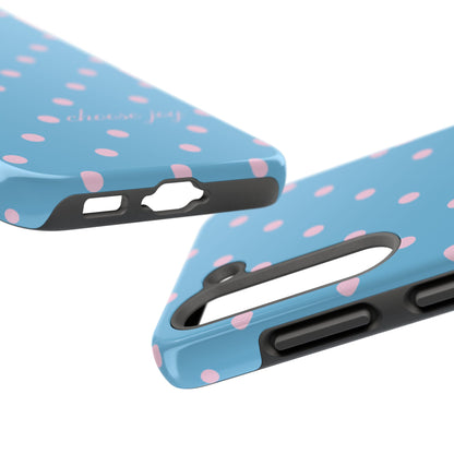 "Choose Joy" Blue & Pink Polka Dot
