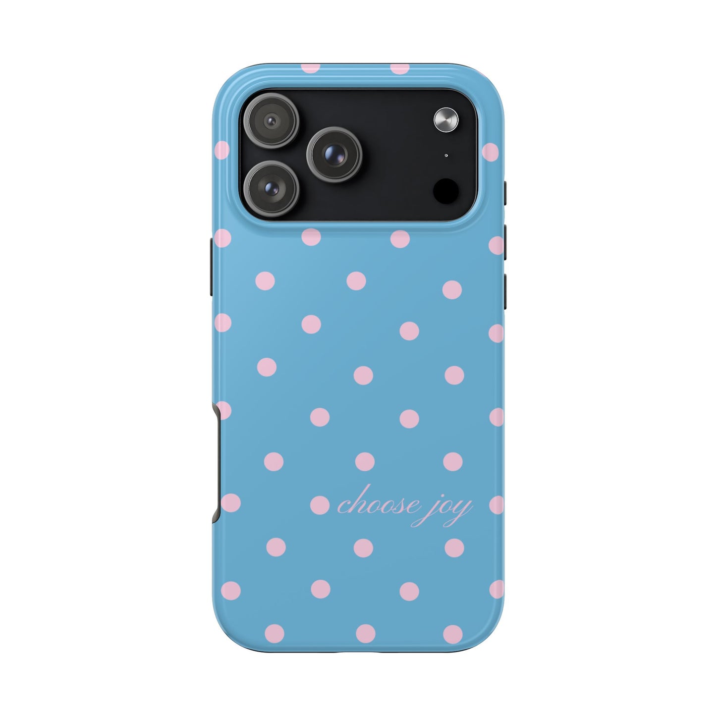 "Choose Joy" Blue & Pink Polka Dot