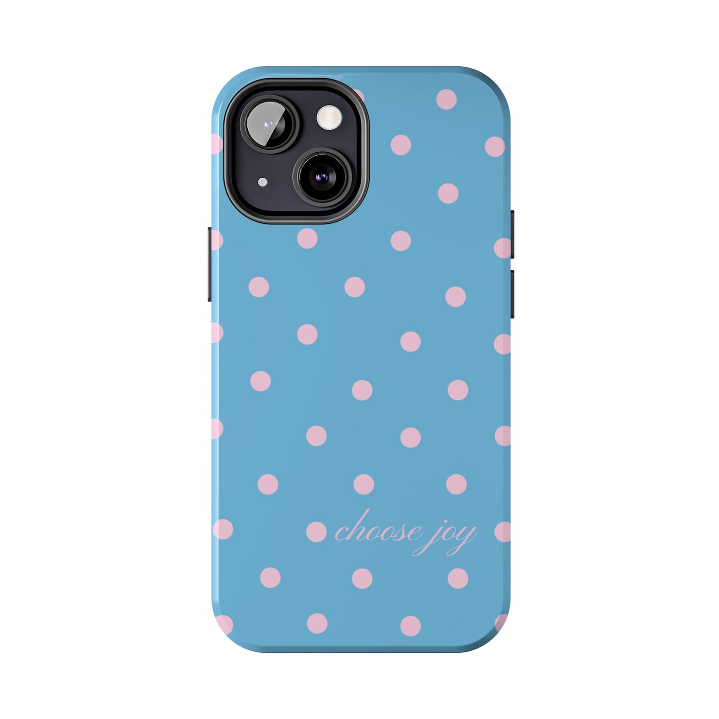 "Choose Joy" Blue & Pink Polka Dot