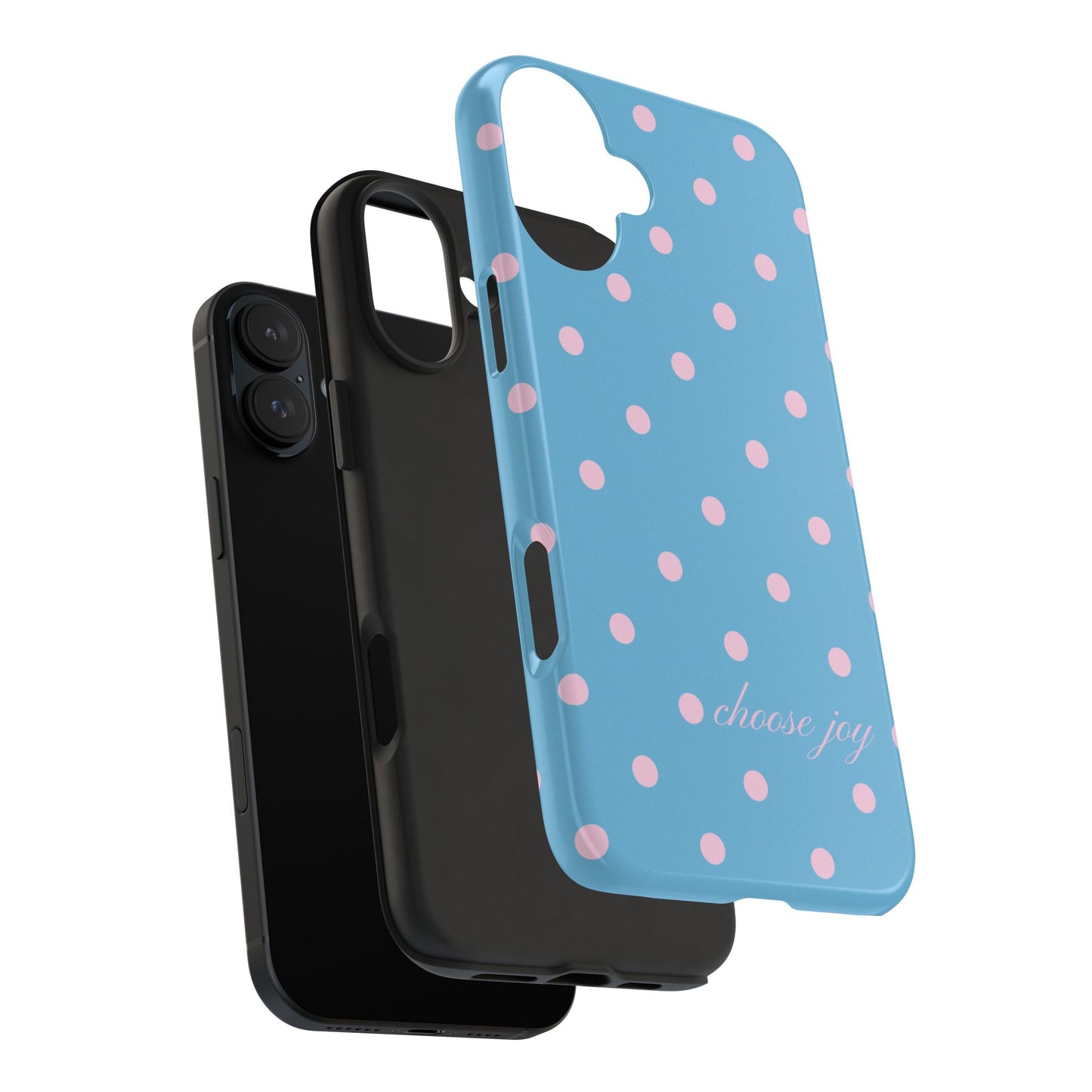 "Choose Joy" Blue & Pink Polka Dot