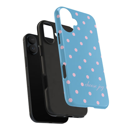 "Choose Joy" Blue & Pink Polka Dot